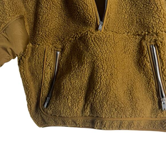 Madewell Brown Faux Shearling Half Zip Pullover Sweater Size Small - Picture 4 of 12